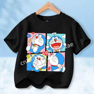 52TOYS | Doraemon Colorful T-shirt Printed Short-sleeved Outdoor Simple Comfortable Pullover Tops Summer Clothes Casuals Round Neck Shirt