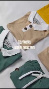 Baju Setelan Bayi Lucu Laki-Laki Celana Lengan Pendek Kaos Katun 0-3 Tahun 4363B