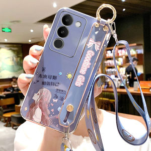 เคสโทรศัพท์ซิลิโคนป้องกันการตกหล่นแบบเต็มจอ 5G สำหรับ Vivo S17 pro พร้อมสายรัดข้อมือ สายคล้องคอ ดีไซน์น่ารัก สำหรับผู้หญิง