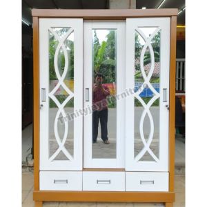 Lemari Pakaian 3 Pintu Sliding Kayu Bloktik /trinityjayafurniture