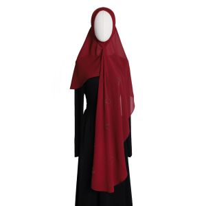 Jifang Shimmer Starry Rhinestones Heart Plain Chiffon Instant Hijab Muslim Hijabs Tudung WC115