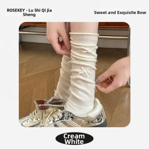 rosekey | Aesthetic and Thigh-Slimming White Anklet Socks Bow Summer Light