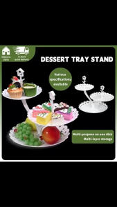 3 Tier Dessert Plate Home & Office Dessert Rack Portable Candy Tray Layered Storage三层蛋糕盘生日派对甜品台展示架拖盘