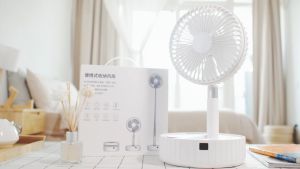 Quạt tích điện gấp gọn cỡ lớn BG202 kéo cao đến 1m quạt gió điện thông minh tự động xoay 90 độ kèm điều khiển từ xa và pin sạc dự phòng.