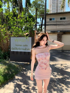 Bộ Đồ Hai Mảnh Pinky Piggy Pure Desire Butterfly Fishbone Cho Nữ Mùa Hè Ngọt Ngào Họa Tiết Hoa Cạp Cao Váy Ngắn