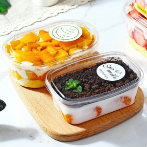 【50Pcs】 Food-Grade PET Transparent Oval Food Container Plastic Packging Box For FoodFruitsMousse CakesPuddingDesserts etc