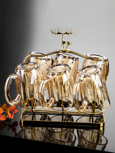 Elegant Simple Glass Cup Set Luxury Tea Drinking Glasses High Temperature Resistant Home Living Room Guest Serving Cup