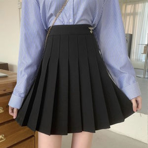 Gray A-Line Mini Skirt Womens Summer High Waist Pleated Slimming Short Skirts plus Size College Style Anti-Light Half Body Skirts Suiting Material
