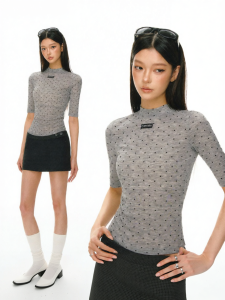 Ariseism | American Retro Dotted Sheer Sleeve Medium Tshirt