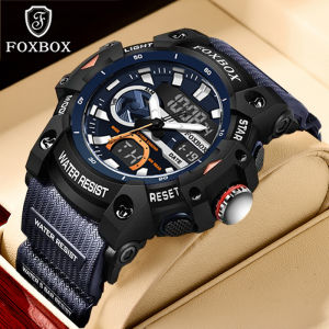 LIGE Sub Brand FOXBOX New Digital Men Watch Big Dial Dual Display Outdoors Waterproof Sport Luminous Silicone Watches For Men + Box