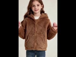 New Autumn And Winter Girls Long Sleeved Plush Pocket Jacket Cartoon Panda Zipper Hoodie Casual Hooded Jacket