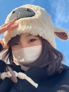 หมวกผ้าขนแกะรัดหูอเนกประสงค์ฤดูหนาวสำหรับผู้หญิง แฟชั่นเกาหลี อบอุ่น สไตล์การ์ตูนสัตว์น่ารัก หมวกสวมหัวแบบสวมทันท่วงที