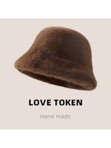 หมวกชาวประมงขนสัตว์เทียมหนาสำหรับผู้หญิงในฤดูใบไม้ร่วงและฤดูหนาว ทรงกลม หมวกทรงกลม ขนสัตว์ขนหนา ขนสัตว์ขนหนา หมวกทรงกลม หมวกทรงกลม