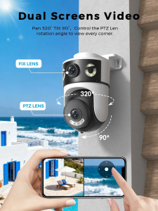 10MP 5K Dual Lens Dual Screens Wifi Security Camera 5X Digital Zoom Video Surveillance Night Vision Human Detection O-KAM PRO
