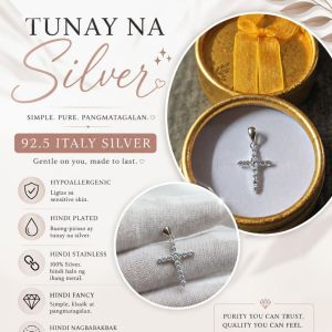 Cross stone pendant silver small 92.5 italy silver (TUNAY NA SILVER)