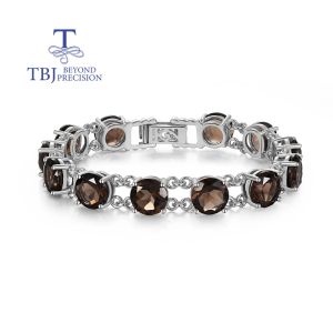 Mysterious and elegant natural smoky quartz gem Bracelet S925 silver light luxury fine jewelry women anniversary party wear