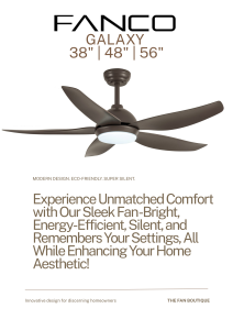 Fanco Galaxy 5 - 38 56" DC Motor Ceiling Fan with 24W Tri-Colour LED Light and Remote Control [NEW LAUNCH] " 48"