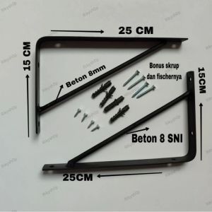 siku rak besi dinding penyanggah beton type segitiga 1 set (2pcs)