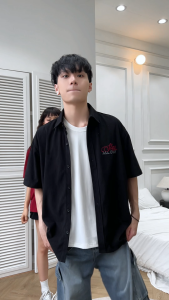 Áo sơ mi nam nữ ngắn tay boxy Local Brand Chính Hãng City Cycle Áo Sơ Mi Slay All Day