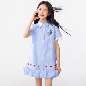 Barry Banny | Đầm A-line Sọc Cotton Cổ Peter Pan