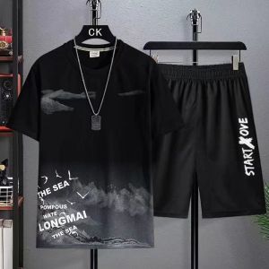 Summer Mens Sets Fashion Tracksuit Men Short Sleeve T Shirts+sport Shorts suits for men Casual Man Clothing Joggers Tracksuits