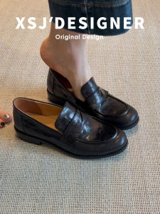 LIQIXIEFANG | Retro Loafer Shoes Leather Soft Soled Casual Work Shoes