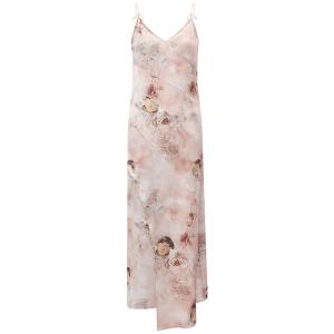 COCO BELLA | Spliced Gradient Print Satin Strap Long Dress Pink