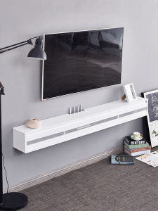 Glass Small Apartment Modern Minimalist Scandinavian Hanging Wall-Mounted Ultra-Thin Narrow 20cm Wide Wall Cupboard TV Cabinet Light Gray