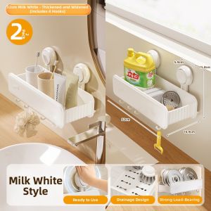 TAILI | Multifunctional No-Drill Kitchen Storage Rack Suction Cup Sponge Drainer