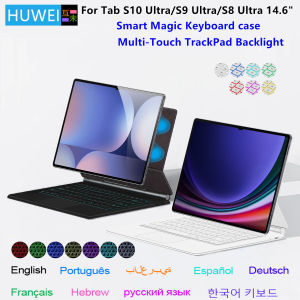 HUWEI Magic Keyboard Case for Samsung Galaxy Tab S10 Ultra 14.6 inch S9 Ultra S8 Ultra Tablet Smart Magnetic Book Cover Folio