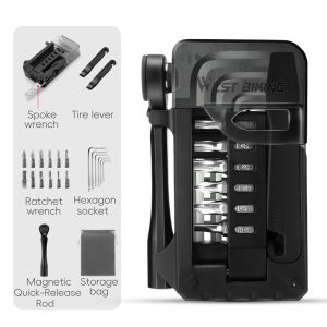 West Biking | WEST BIKING Multi-Function Ratchet Wrench Set Portable Tire lever Magnetic Rod Alloy Spoke Hex Wrench Set Bike Repair Tools