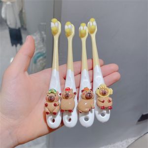 JIYAN2866 Anime Capybara Toothbrush Soft Fibre Hair Eco-Friendly Cleaning Oral Tool Cute Capybara Cartoon Children Toothbrush Bathroom
