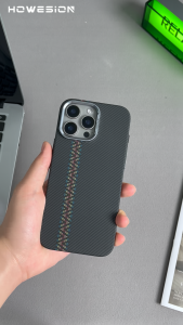 HOWESION Matte Carbon Fiber Texture Stripes Magnetic Phone Case For iPhone 16 Pro Max /15 14 13 Pro Max Anti-fingerprint Slim Protective Case