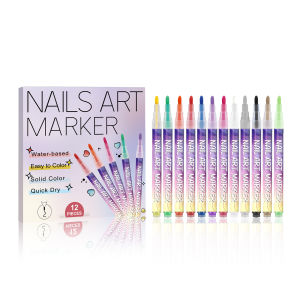 Quick Drying Nail Color Graffiti Marker Pen 12 Color Nail Art Painting Special Pen Set Easy to Use Portable Nail Acrylic Pen
