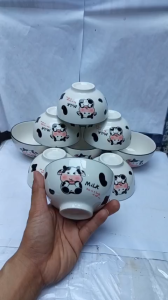 combo 10 cái hoặc 5 cái chén sứ ăn cơm hoa văn bò GL231 chén cơm sứ trắng 11.5cm