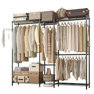 Kawajin Metal Clothes Hanger Rack Stand Open Style Robe Closet Durable Sturdy Bedroom Home Use Furniture with Adjustable Height