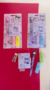 Buku Diary Kancing Karakter Lucu 7 in 1 Memo+Pen Mini SELOTIP Kuromi / Capybara / Labubu Highlighter