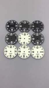 29mm Pilot Watch Dial Black Creamy Dial With Full C3 Green Luminous For NH35 NH36 Movements Watch Parts With Date/No date Window