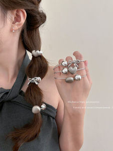 Bowknot Silver Hair Ties High Elasticity Durable Hair Accessories