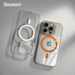 Sanptoch cho MagSafe Trong Suốt Mỏng Ốp điện thoại cho Iphone 15/14/13 Pro Max Chống vàng Cứng trong suốt bìa cho Iphone 15 Pro Max PC mỏng & ánh sáng Vỏ bảo vệ