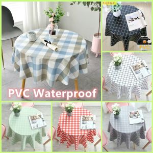 PVC Round Tablecloth Waterproof Oil-proof And Scald-proof Table Cloth Cover Nordic Plastic Birthday Party