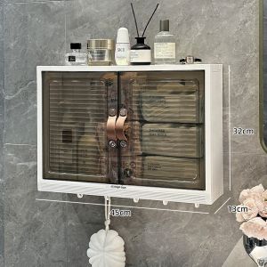 Bathroom Wall-Mounted Waterproof Cosmetic Storage Rack No-Drilling Plastic Shelf for Toiletries And Cosmetics Single Layer