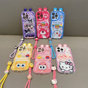 Cartoon Phone Case VIVO V50 Lite VIVO Y39 5G 4G New Fashion Funny Ear Strawberry Bear Kurumi Doraemon Hello Kitty 3D Doll Soft Casing with Lanyard 2025