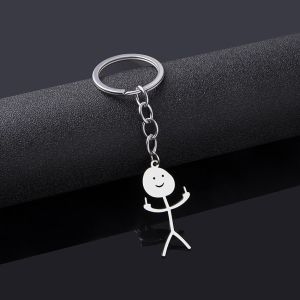 Gantungan Kunci Stickman Jari Tengah Lucu Doodle Keyrings Aksesoris Tas Liontin U Disk Kunci Mobil Gantungan Kunci Logam Hadiah