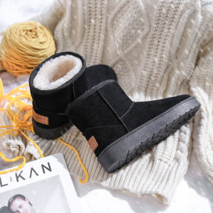 Giày Bốt Đi Tuyết Mùa Đông 2025 Cho Nữ Giày Bốt Đi Tuyết Lót Lông Cừu Da PU Đế Cao Su Chống Thấm Nước