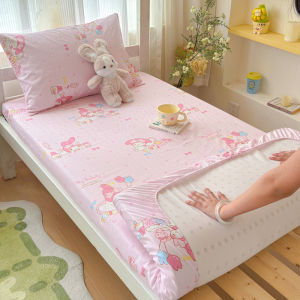 Dansunreve ผ้าปูที่นอน ผ้าฝ้าย 100% Sanrio เมโลดี้/ชินนาโมโรลล์/คุโรมิ ผ้าปูที่นอน 6ฟุต 5ฟุต 3ฟุต ผ้าปูที่นอนกันไรฝุ่น