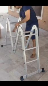 Tangga Lipat 3.7M/4.7M/5.8M Meter Tangga Paduan Aluminium Rumah Tangga Multifungsi Tangga Dekorasi Konstruksi Tangga selip paduan aluminium