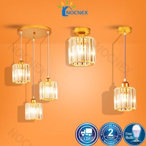 Nordic Modern Transparent Crystal Chandelier Ceiling Light LED Simple Living Room Pendant Light E27 base drop light Dining Minimalist Hanging Light Lamp NOCNEX