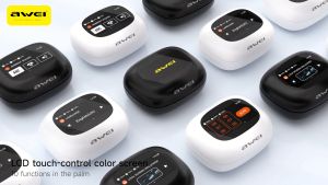 หูฟังไร้สาย Awei TP97 การฆ่าเชื้อ UV บลูทู ธ V5.3 Hi-Res เบสดนตรีหูฟังการลดเสียงรบกวนในหูหูฟังเกมความล่าช้าต่ำ การควบคุมการสัมผัส LCD EQ หูฟังเลือกผลเสียงพื้นที่ด้วยไมโครฟ์ IPX6 กันน