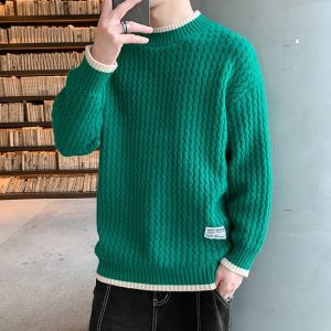 ROMON | Áo len cổ tròn lót lông cừu màu đỏ cho nam mùa đông 2025 phong cách mới năm rắn may đo thoải mái thường ngày